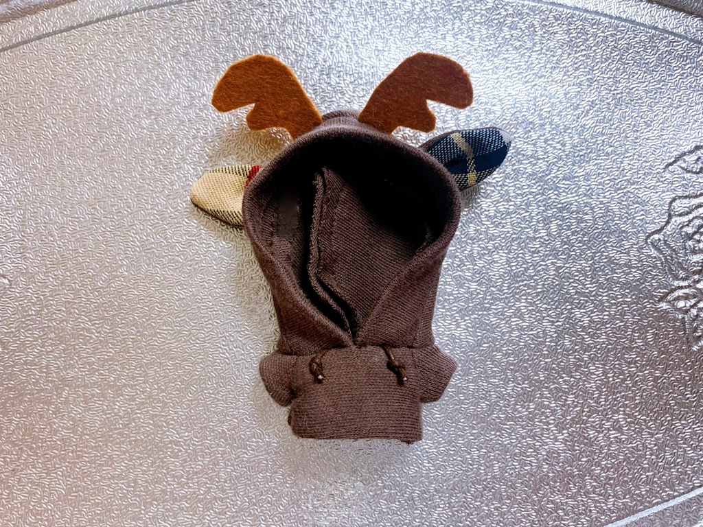 鹿パーカー (8cmぬいちゃん用) ノバチェック