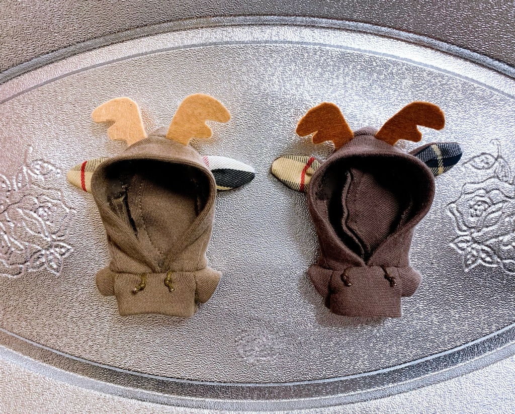 鹿パーカー (8cmぬいちゃん用) ノバチェック