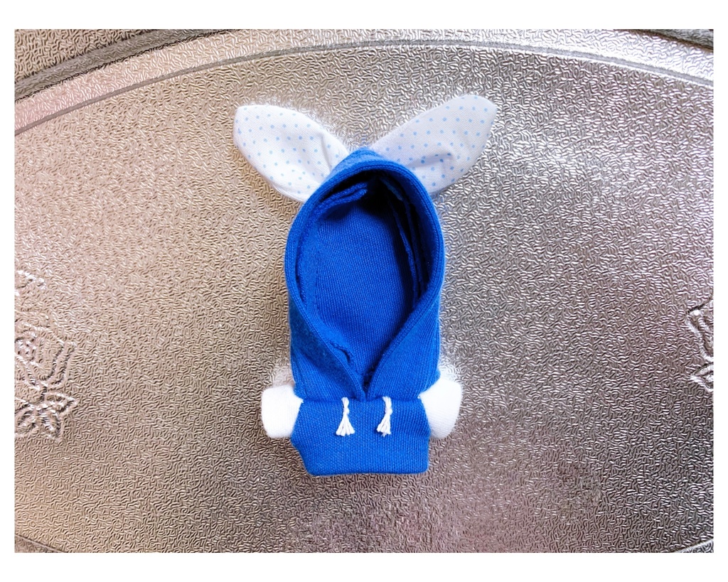 うさみみパーカー (8cmぬいちゃん用) 白×青