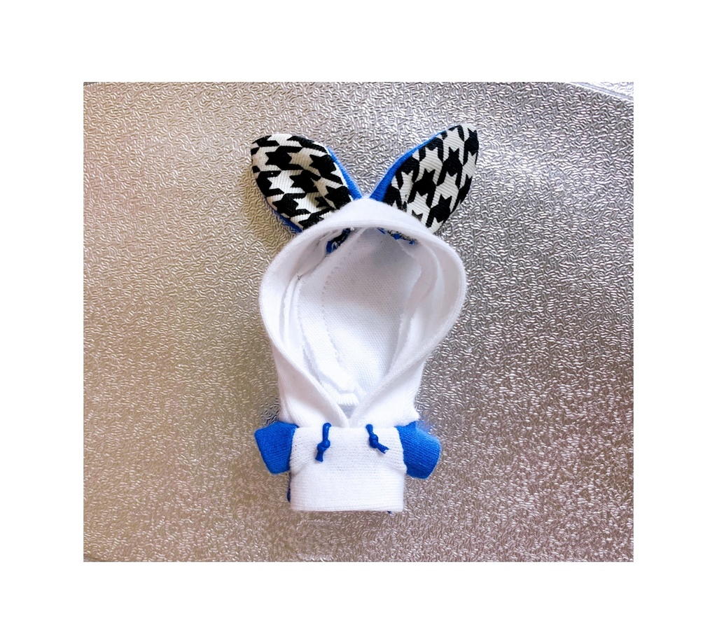 うさみみパーカー (8cmぬいちゃん用) 青×白