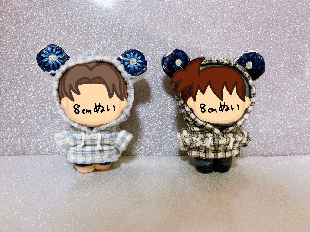 くまみみ お花刺繍パーカー (8cmぬいちゃん用)