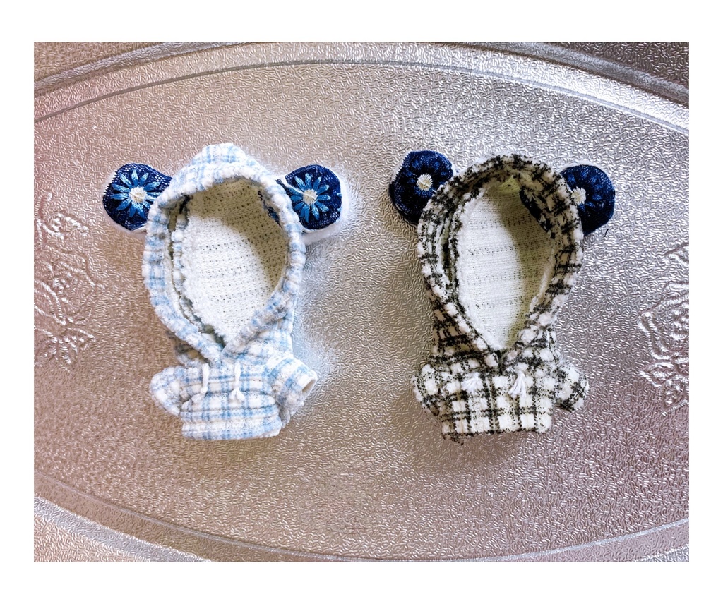 くまみみ お花刺繍パーカー (8cmぬいちゃん用)