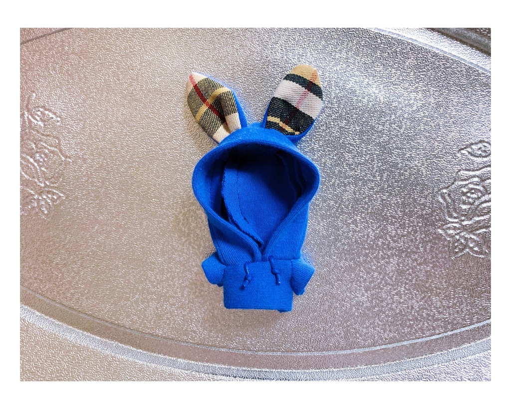 うさみみパーカー (8cmぬいちゃん用) ブルーノバチェック