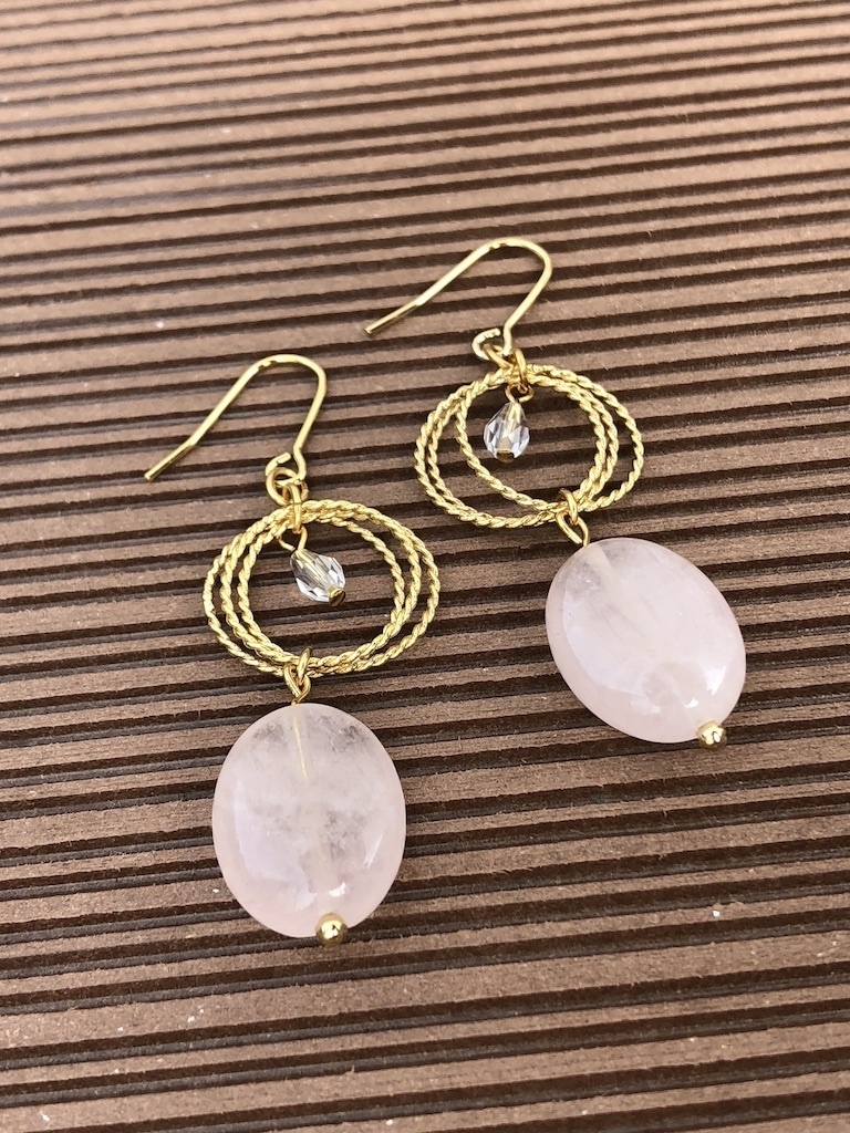 ローズクウォーツピアス