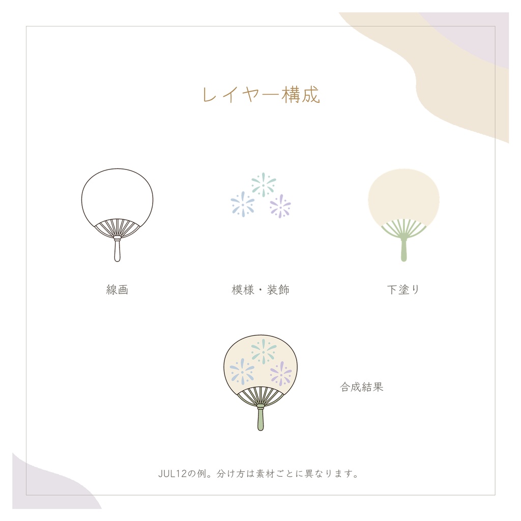 夏のひとときの小さなモチーフ|配信・サムネイル用 透過PNG30点+PSD同梱