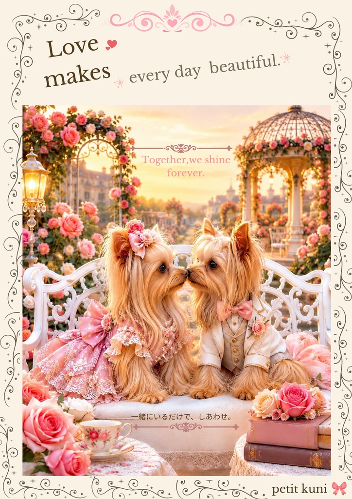 Yorkie Poster Collection Vol.1 ロマンティックガーデン ~ヨークシャーテリア~ デジタルポスター 5枚セット