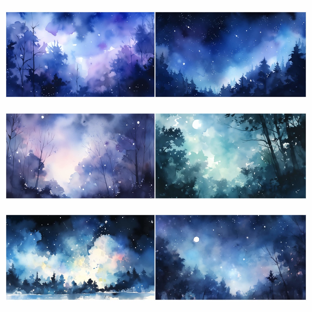 【商用利用可】水彩テイストの夜空 - イラスト素材集