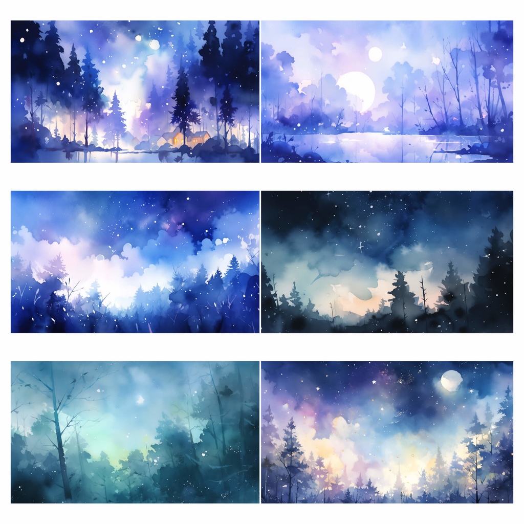 【商用利用可】水彩テイストの夜空 - イラスト素材集