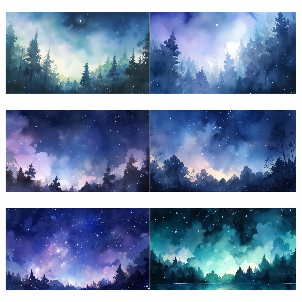 【商用利用可】水彩テイストの夜空 - イラスト素材集