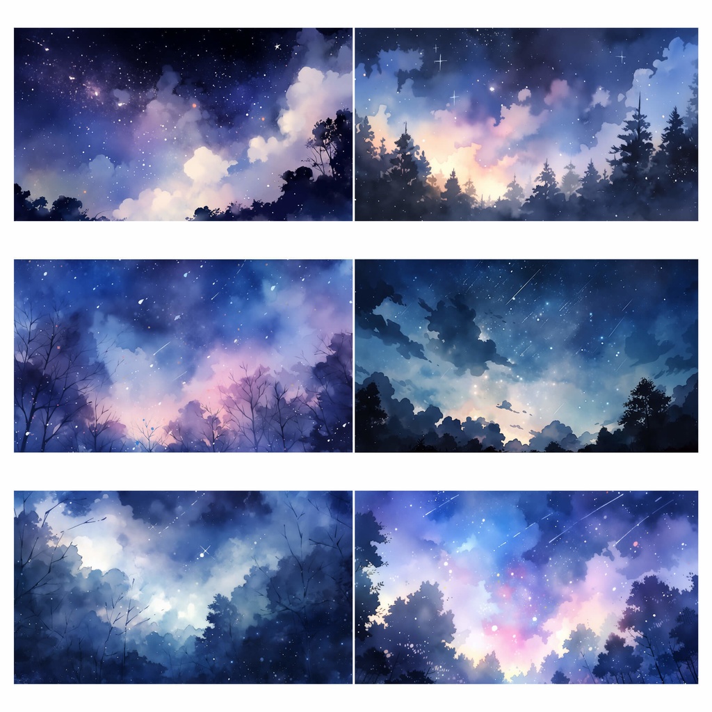 【商用利用可】水彩テイストの夜空 - イラスト素材集