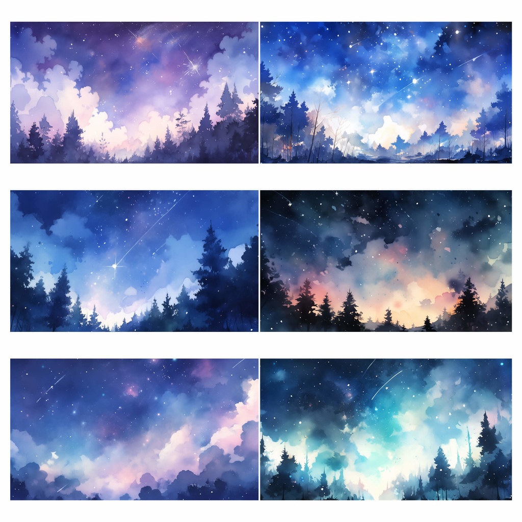 【商用利用可】水彩テイストの夜空 - イラスト素材集