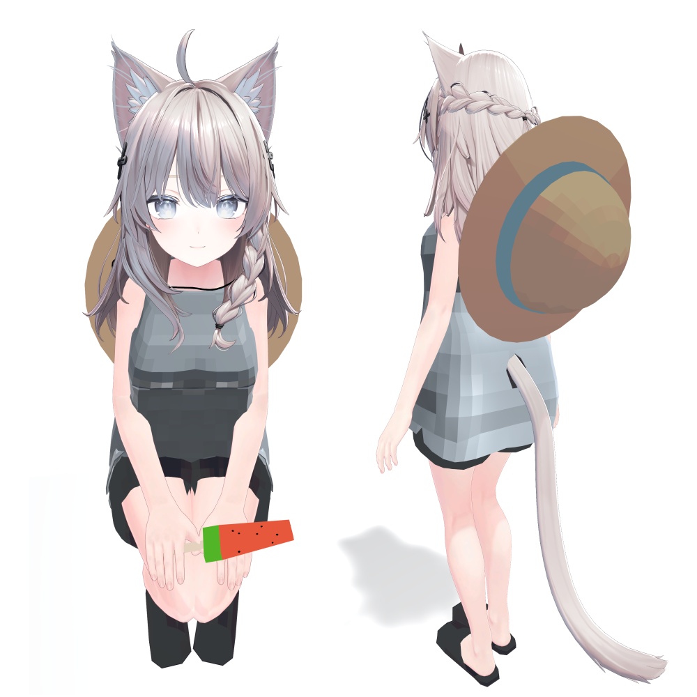 【しなの用】カジュアルサマー衣装セット+スイカバー&麦わら帽子
