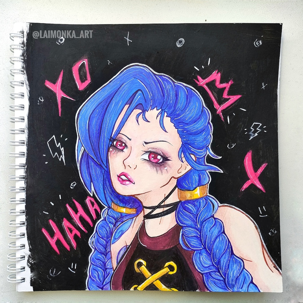 🌟 Special Acrylic Artwork of Jinx from Arcane (League of Legends) 🌟『アルケイン』(リーグ・オブ・レジェンド)のジンクス アクリル絵画 🌟