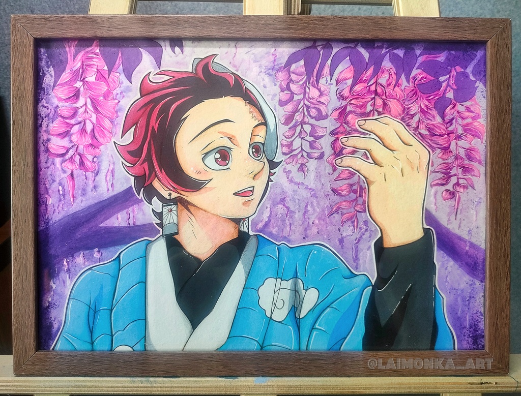 Traditional acrylic art🌸✨ Tanjiro Kamado Fanart — Demon Slayer: Kimetsu no Yaiba ✨🌸 竈門炭治郎 ファンアート — 鬼滅の刃