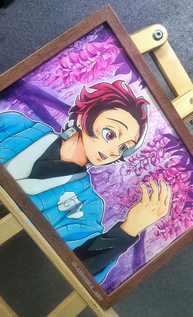 Traditional acrylic art🌸✨ Tanjiro Kamado Fanart — Demon Slayer: Kimetsu no Yaiba ✨🌸 竈門炭治郎 ファンアート — 鬼滅の刃