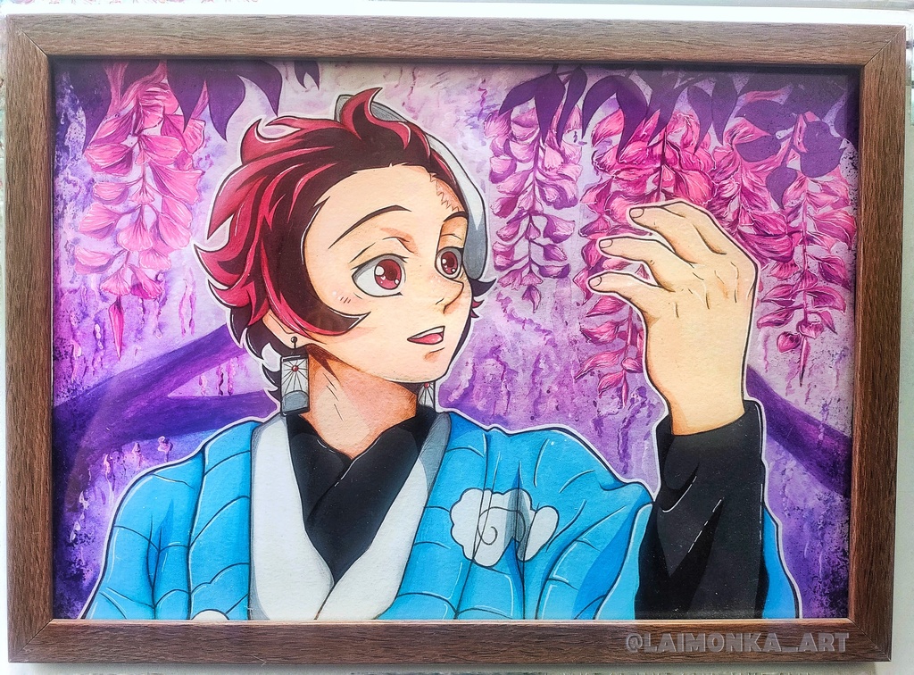 Traditional acrylic art🌸✨ Tanjiro Kamado Fanart — Demon Slayer: Kimetsu no Yaiba ✨🌸 竈門炭治郎 ファンアート — 鬼滅の刃