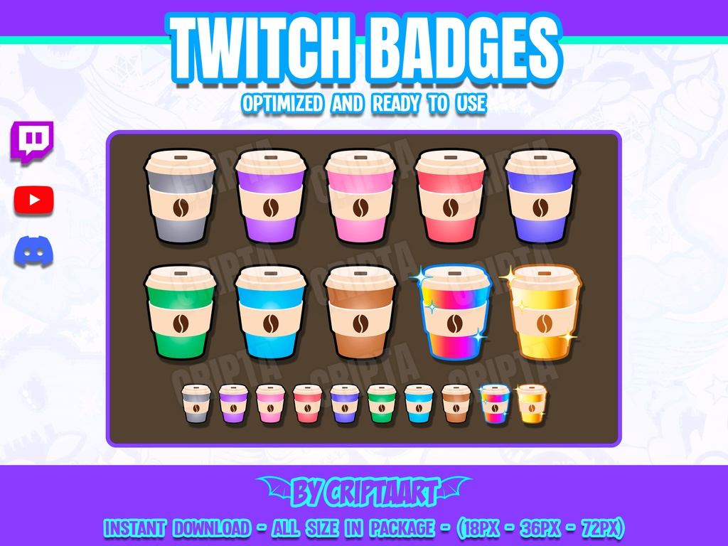 コーヒーカップバッジ | Coffee Cup Sub Badges for Twitch