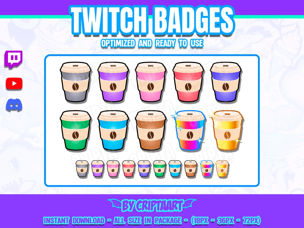 コーヒーカップバッジ | Coffee Cup Sub Badges for Twitch  
