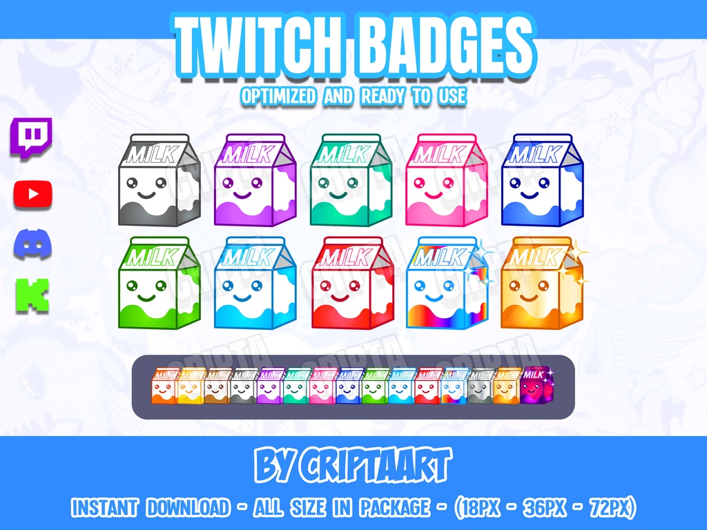 ミルクカートンバッジ | Milk Carton Sub Badges for Twitch