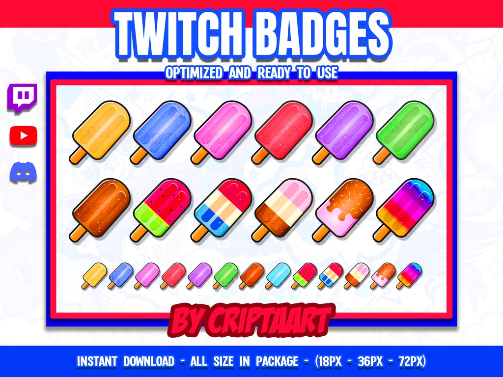 ポップアイスバッジ | Popsicle Sub Badges for Twitch