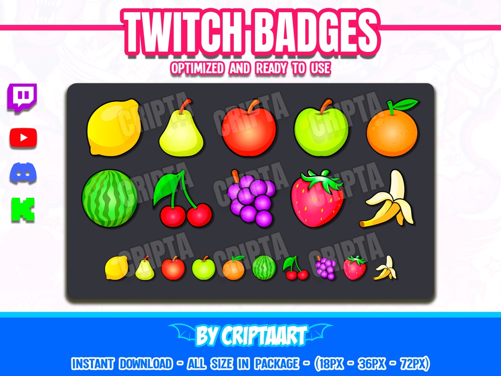 フルーツバッジ | Fruit Sub Badges for Twitch