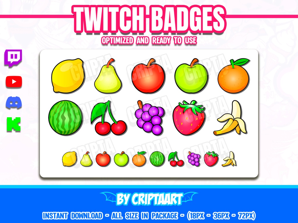 フルーツバッジ | Fruit Sub Badges for Twitch