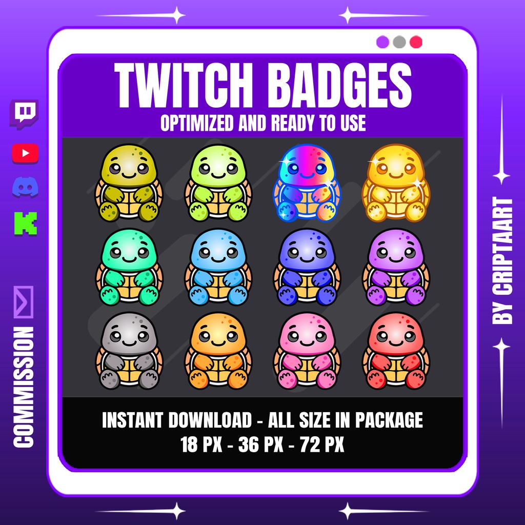 カメバッジ:Twitch・Discord用カワイイちびデザイン