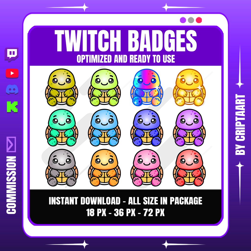 カメバッジ:Twitch・Discord用カワイイちびデザイン