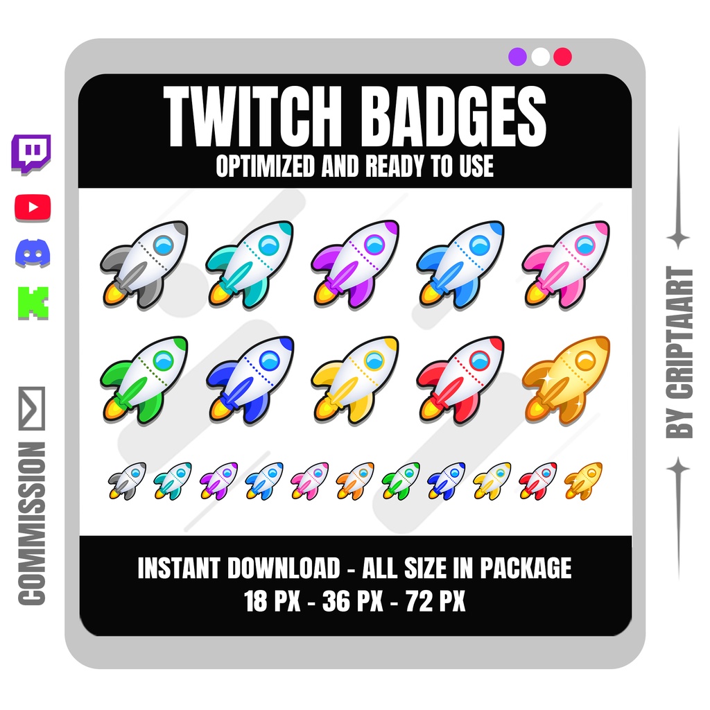 ロケット サブバッジ | スペース 配信グラフィックス (Rocket Sub Badges | Space Stream Graphics)