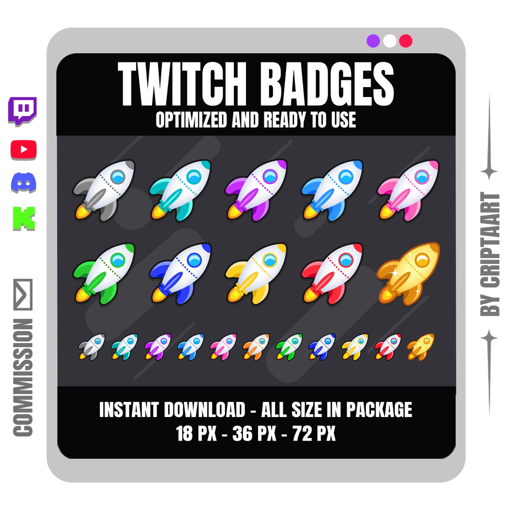 ロケット サブバッジ | スペース 配信グラフィックス (Rocket Sub Badges | Space Stream Graphics)