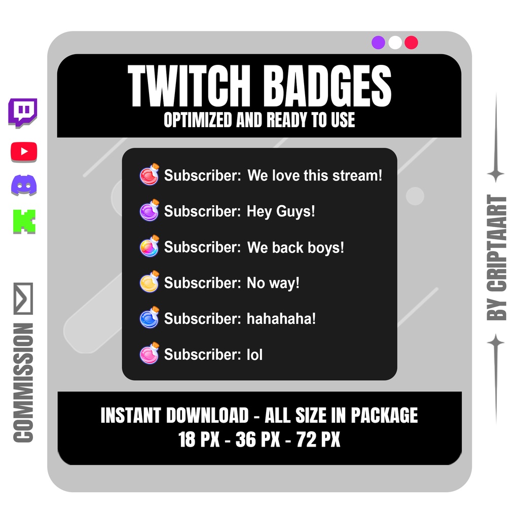 魔法のポーションボトル サブバッジ | ファンタジー風Twitch・YouTube・Discord・TikTokバッジ