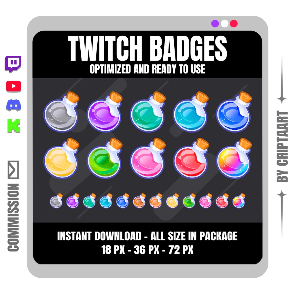 魔法のポーションボトル サブバッジ | ファンタジー風Twitch・YouTube・Discord・TikTokバッジ