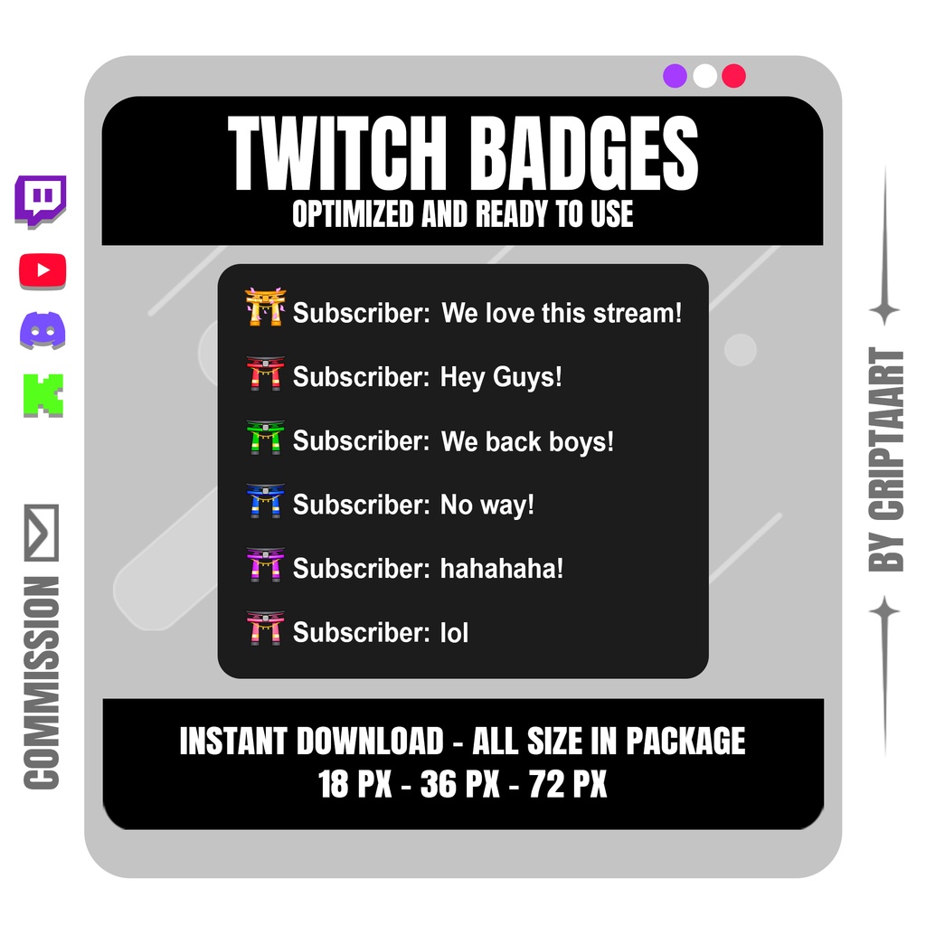 鳥居サブバッジ | 和風Twitch・YouTube・Discord・TikTokバッジ