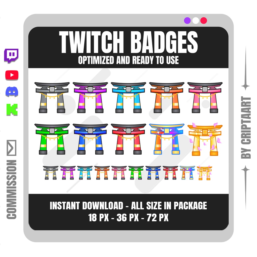 鳥居サブバッジ | 和風Twitch・YouTube・Discord・TikTokバッジ