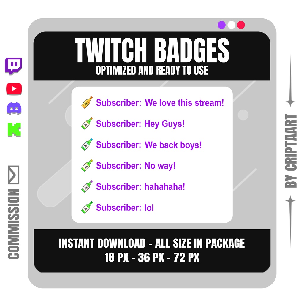 酒サブバッジ | 日本の飲み物 Twitch・YouTube・Discord・TikTokバッジ