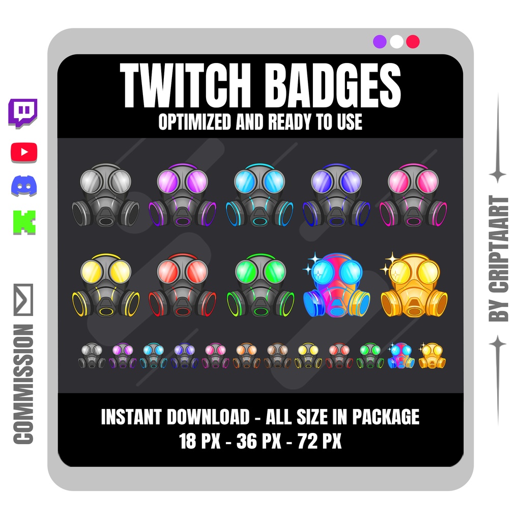 ガスマスク サブバッジ | バイオハザード・アポカリプス・サイバーパンク Twitch バッジ (配信者用)