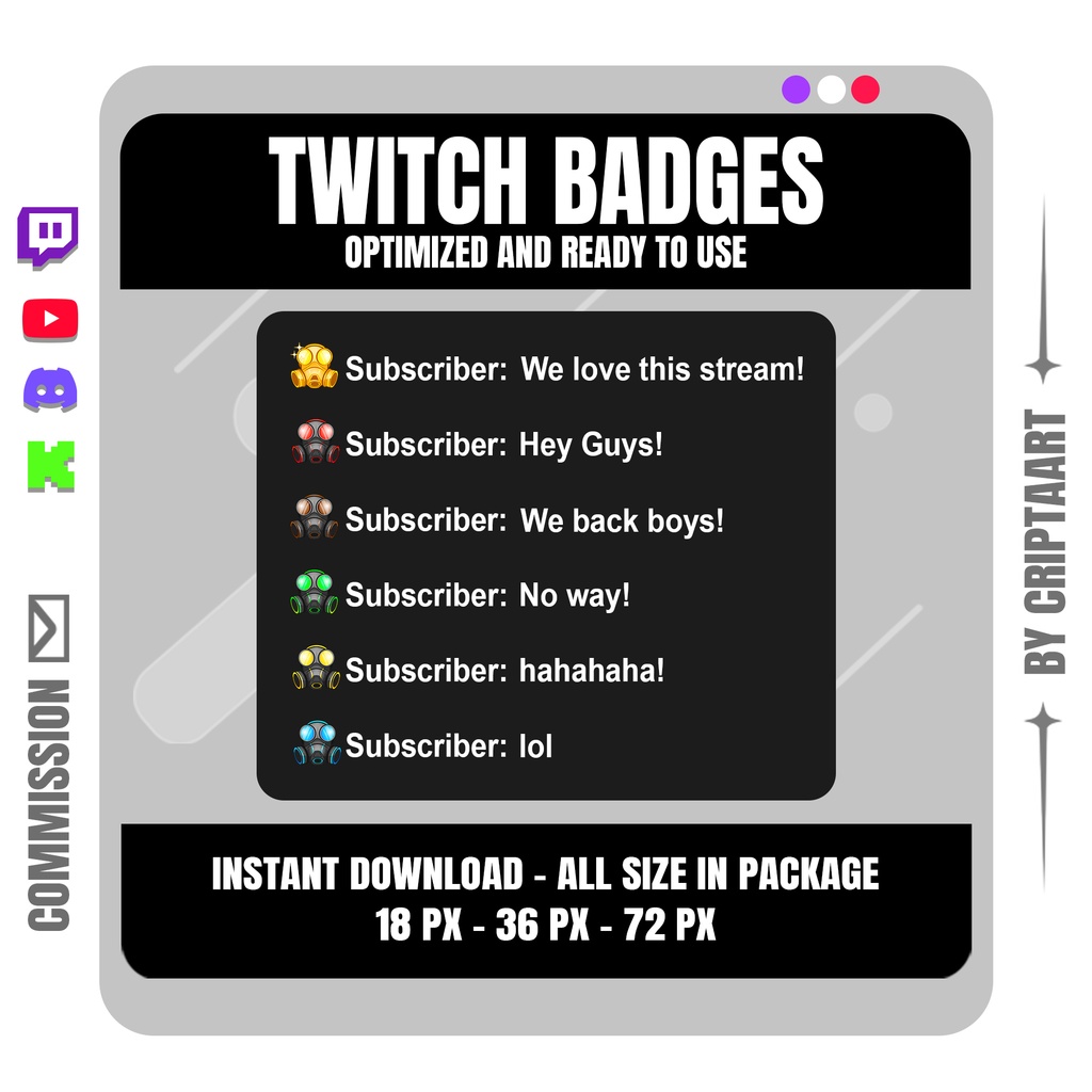 ガスマスク サブバッジ | バイオハザード・アポカリプス・サイバーパンク Twitch バッジ (配信者用)