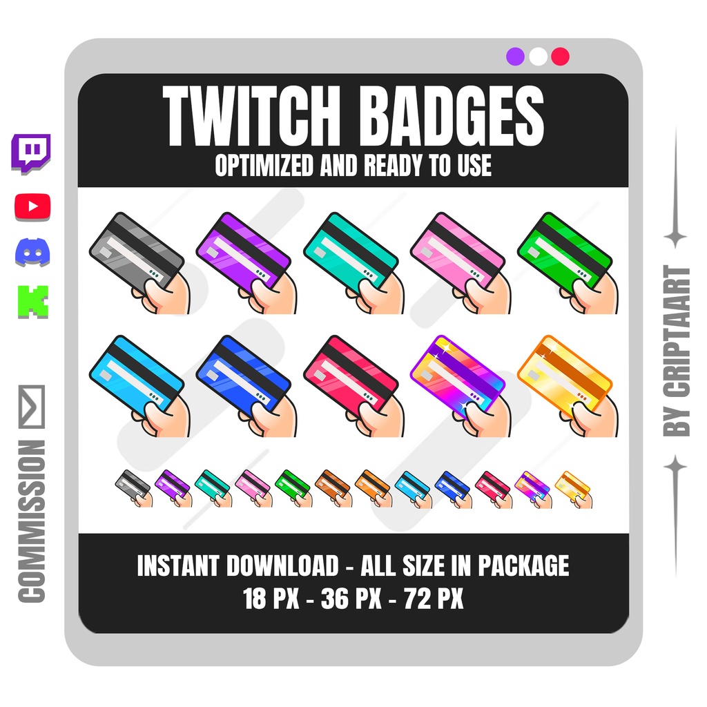 クレジットカード サブバッジ 配信者向け ロイヤリティアイコン Twitch Discord YouTube TikTok Kick