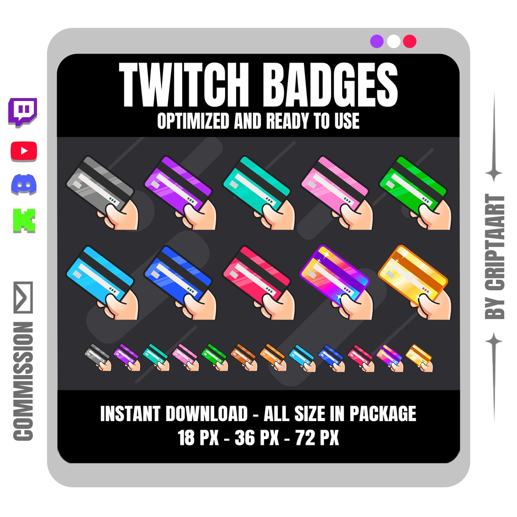 クレジットカード サブバッジ 配信者向け ロイヤリティアイコン Twitch Discord YouTube TikTok Kick