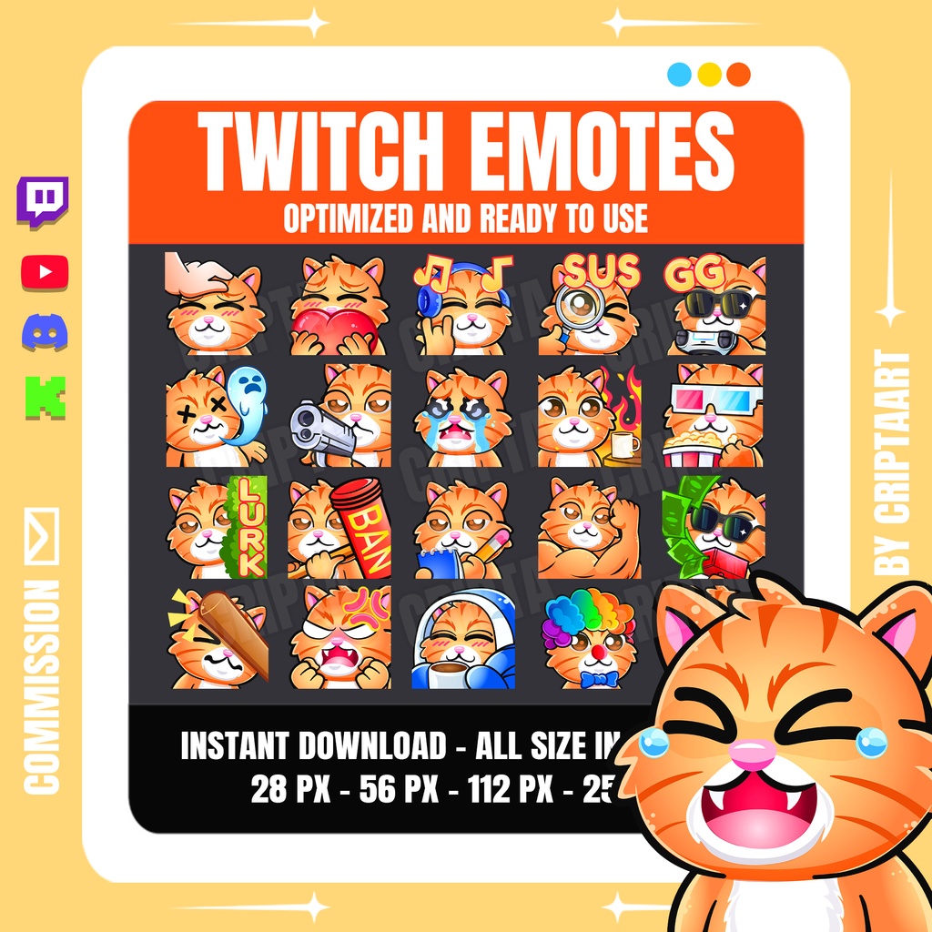 茶トラ猫の絵文字 メガパック | Twitch Discord YouTube TikTok Kick