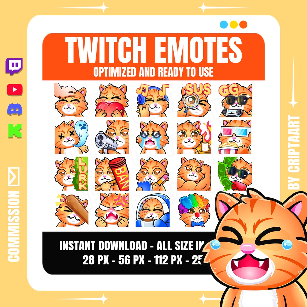 茶トラ猫の絵文字 メガパック | Twitch Discord YouTube TikTok Kick