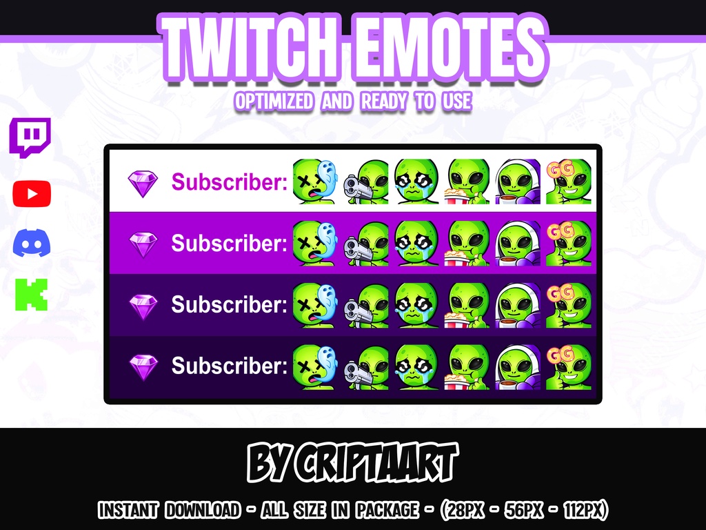 宇宙人・エイリアンの絵文字 メガパック | Twitch Discord YouTube TikTok Kick