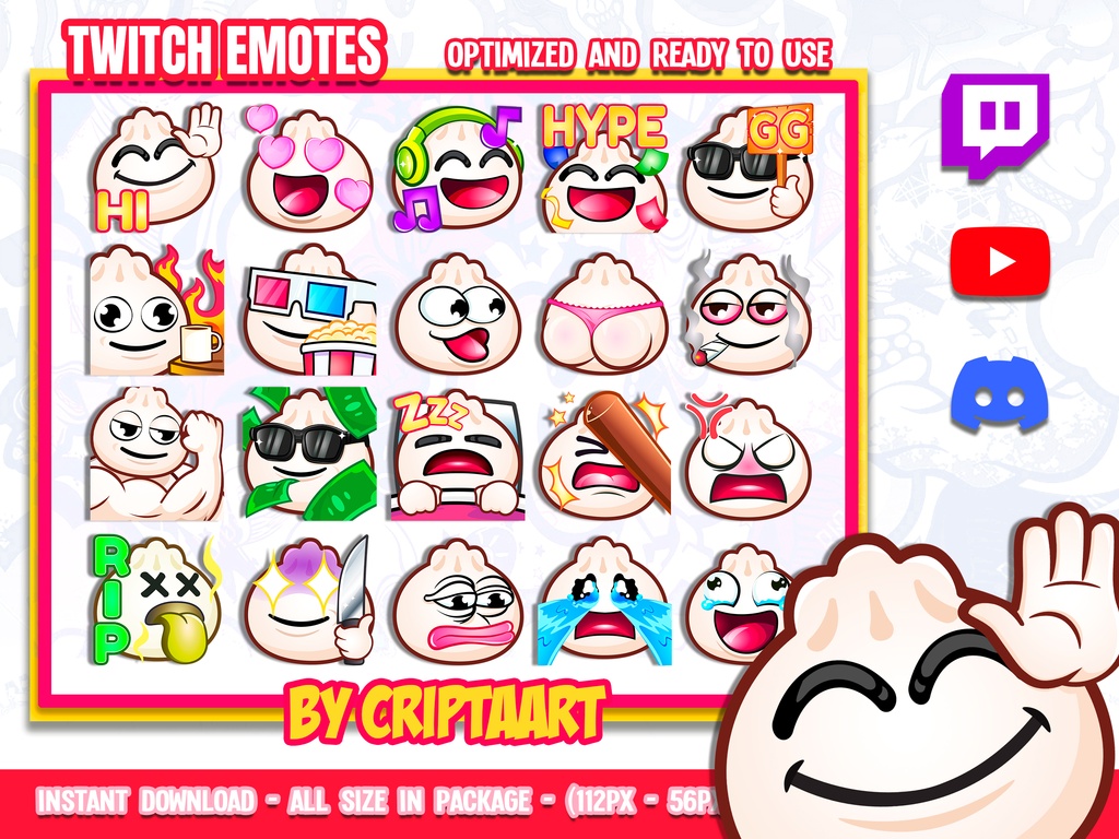 中華まん・肉まんの絵文字 メガパック | Twitch Discord YouTube TikTok Kick