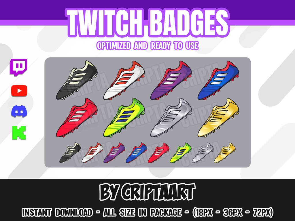 サッカースパイクサブバッジ | フットボール配信者向けアイコン Twitch Discord Kick