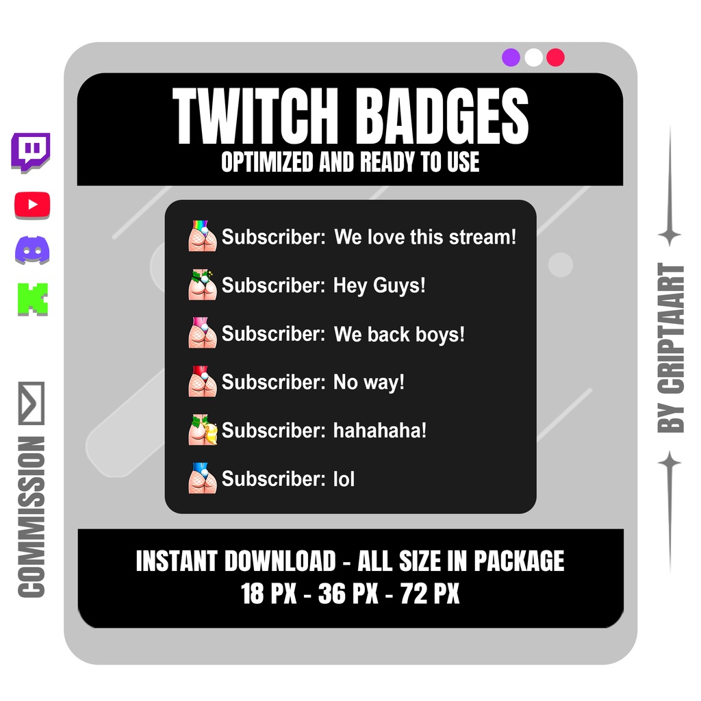 【Twitchサブバッジ】バニーガールヒップセット / セクシー・ファン・ストリーマー向け |