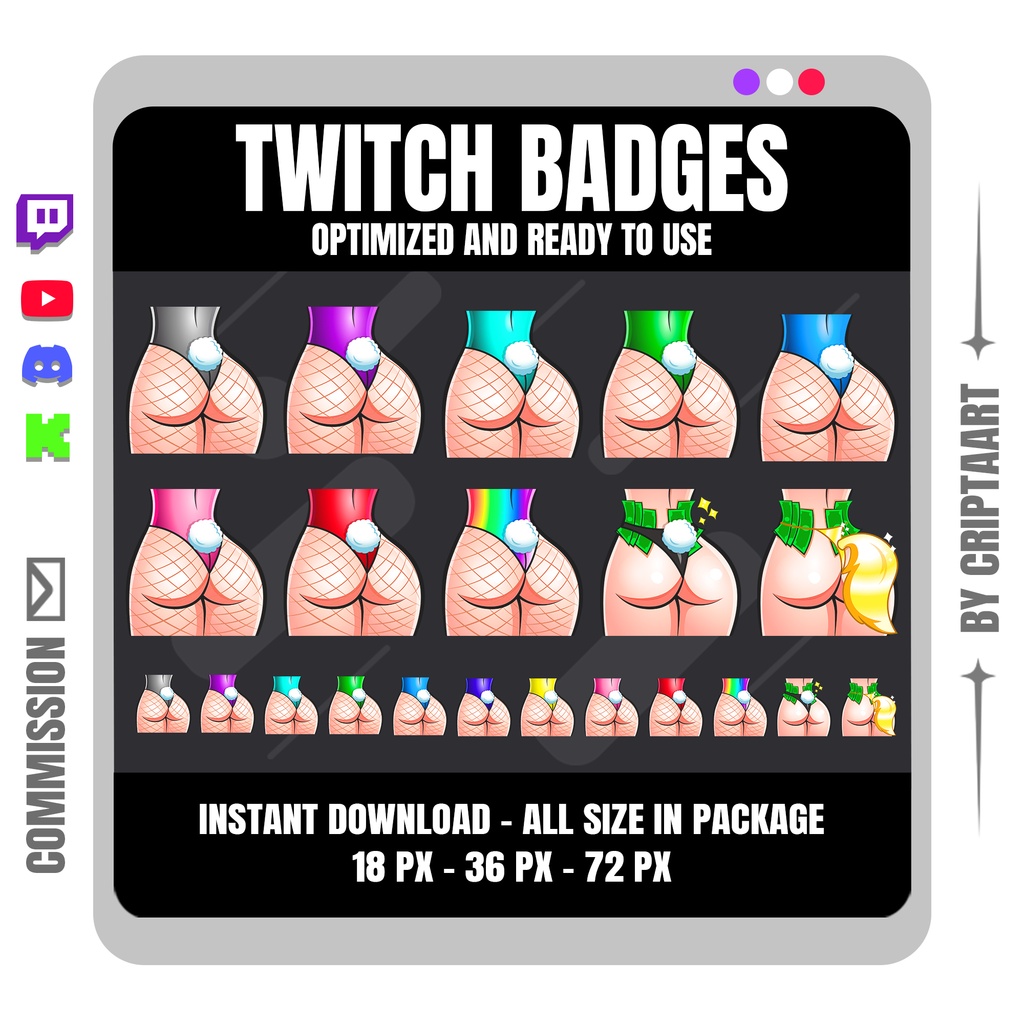 【Twitchサブバッジ】バニーガールヒップセット / セクシー・ファン・ストリーマー向け |