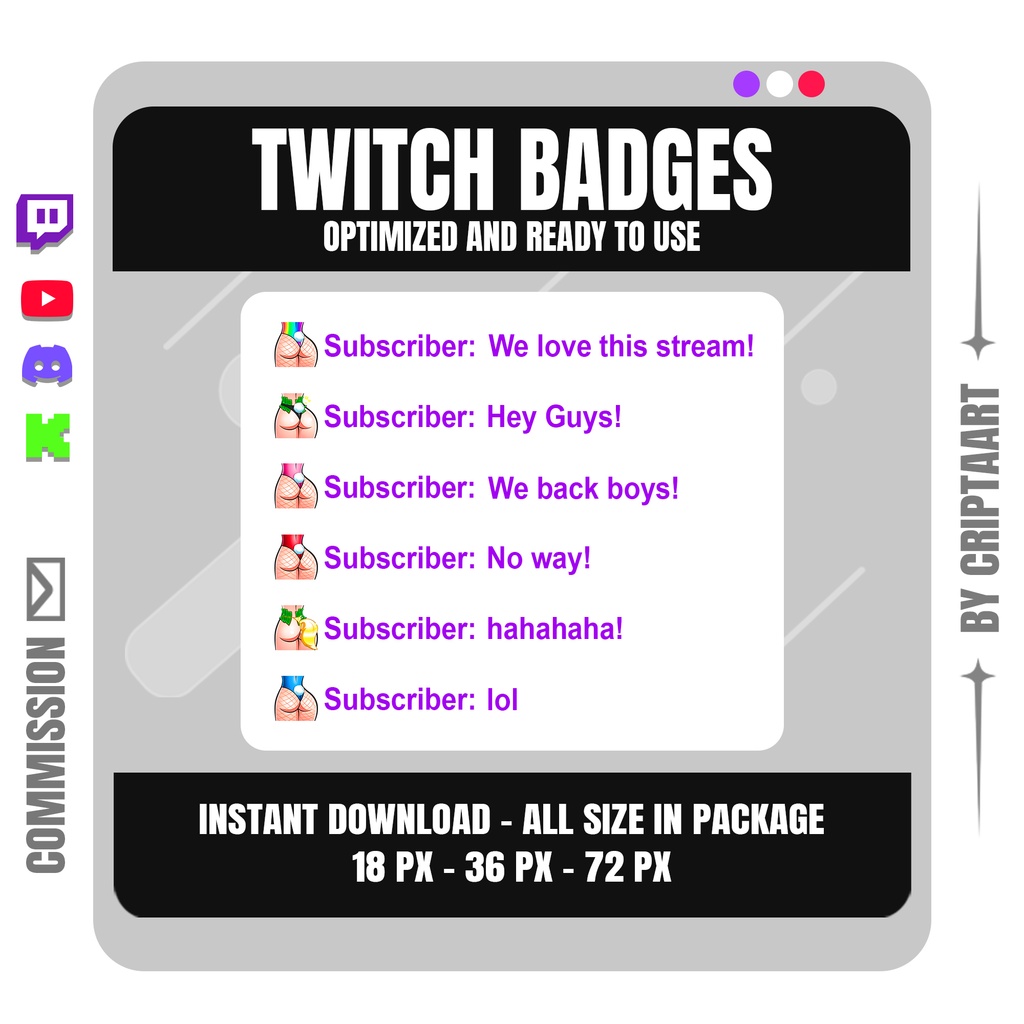 【Twitchサブバッジ】バニーガールヒップセット / セクシー・ファン・ストリーマー向け |