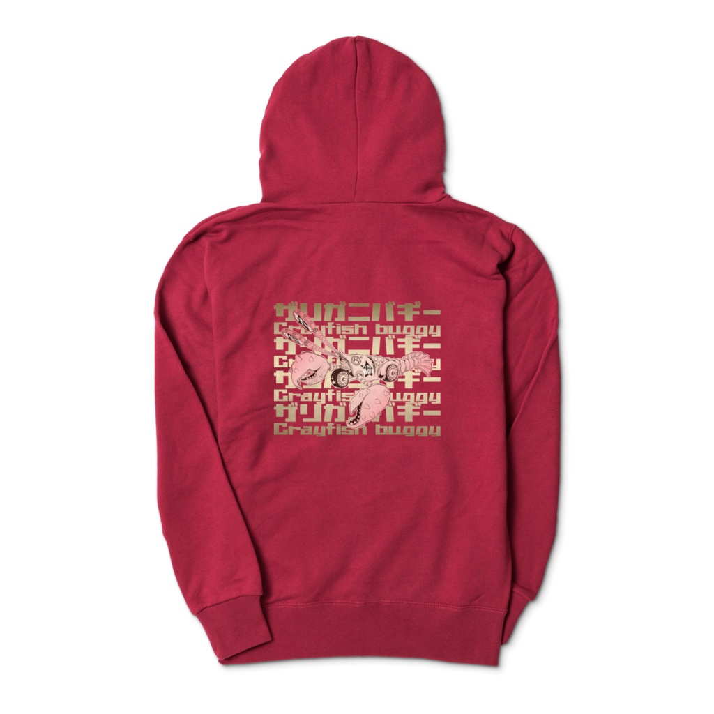 ★ザリガニバギー★ジップパーカー★レッド★プリント【ピンク&ゴールド】★