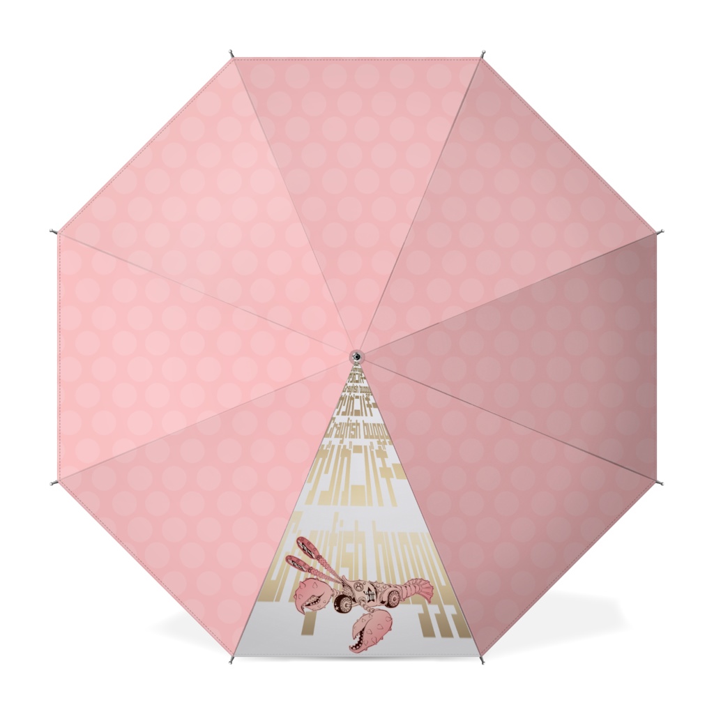 ★ザリガニバギー★傘★ピンクドット＆ホワイト★プリント【ピンク＆ゴールド】★