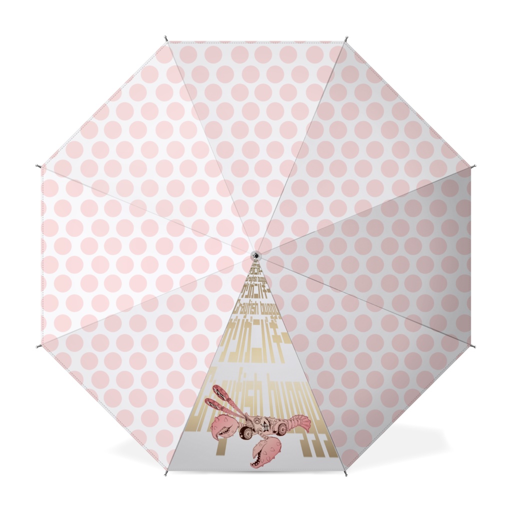 ザリガニバギー 傘 ホワイトにピンクドット ホワイト プリント ピンク ゴールド 10 Animal Garage Booth